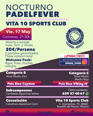 poster del torneo NOCTURNO PADEL FEVER - ABIERTO A PAREJAS MASC, FEM Y MIXTAS