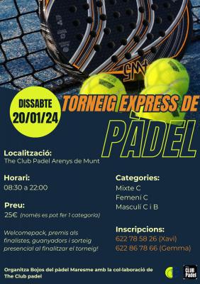 poster torneo TORNEIG EXPRESS THE CLUB PADEL D'ARENYS DE MUNT