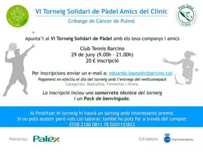 poster torneo TORNEIG SOLIDARI DE PÀDEL AMICS DEL CLÍNIC