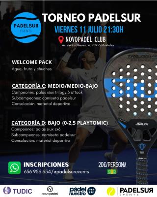 poster torneo NOCTURNO PADELSUR CATEGORIAS C: MEDIO/MEDIO-BAJO Y D: BAJO