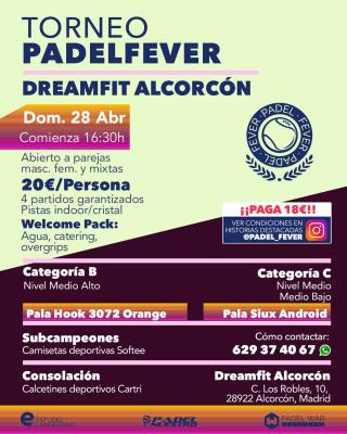 poster del torneo TORNEO PADEL FEVER - ABIERTO A PAREJAS MASC, FEM Y MIXTAS