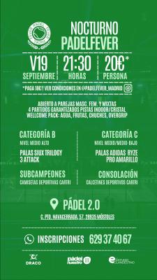 poster del torneo NOCTURNO PADEL FEVER & PADEL 2.0 (B Y C)