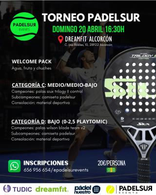 poster del torneo TORNEO PADELSUR CATEGORIAS C: MEDIO/MEDIO-BAJO Y D: BAJO
