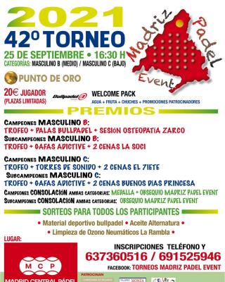 poster del torneo 42 TORNEO MADRIZ PADEL EVENT