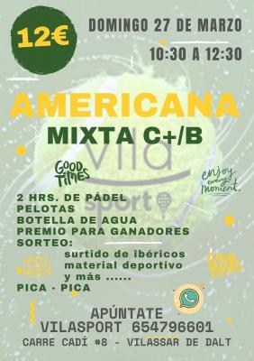 poster del torneo AMERICANA VILASPORT MIXTA DOMINGO  27 DE MARZO