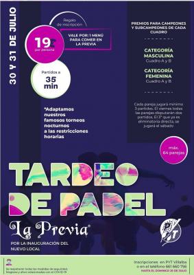 poster del torneo TARDEO DE PADEL
