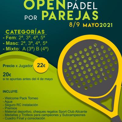 poster del torneo OPEN PÁDEL POR PAREJAS