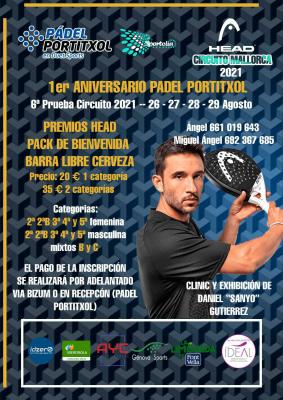 poster del torneo 1er ANIVERSARIO PADEL PORTITXOL - 6ª PRUEBA CIRCUITO 2021