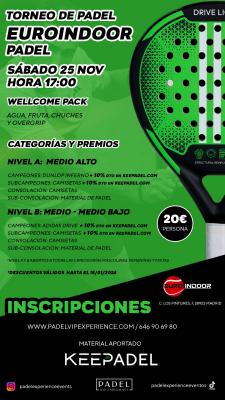 poster del torneo TORNEO KEEPADEL SABADO 25 NOVIEMBRE & EUROINDOOR
