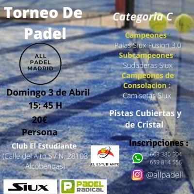 poster del torneo TORNEO ALLPADEL  (PISTAS CUBIERTAS Y DE CRISTAL)