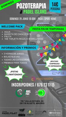 poster del torneo POZOTERAPIA & PADEL ISLAND
