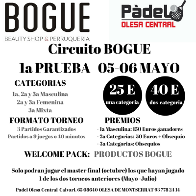 poster del torneo 1a PRUEBA DEL CIRCUITO BOGUE