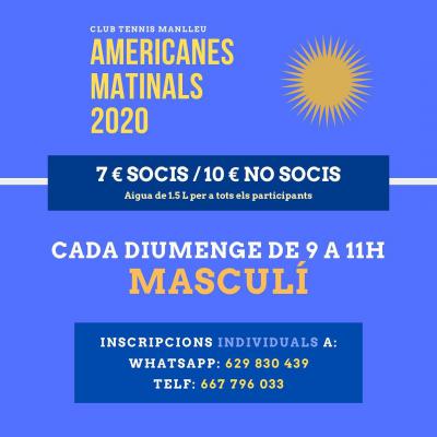 poster del torneo AMERICANES MATINALS 2020 - MASCULÍ