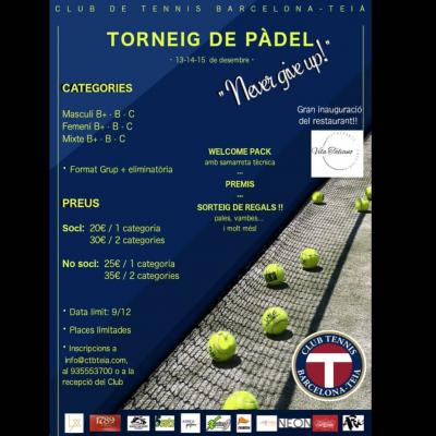 poster del torneo TORNEIG DE PADEL NEVER GIVE UP