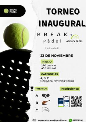 poster del torneo TORNEO INAUGURAL BREAK PADEL