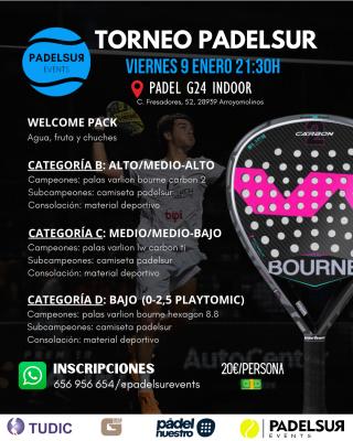 poster del torneo NOCTURNO PADELSUR ESPECIAL CATEGORIAS B, C Y D