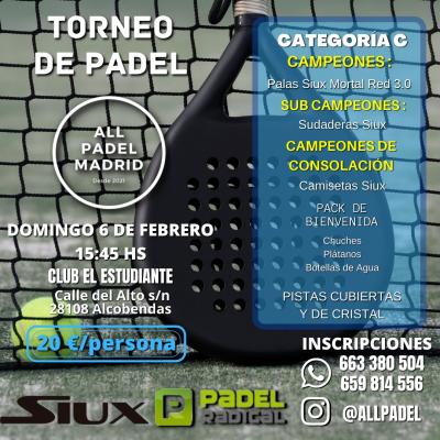 poster del torneo TORNEO ALLPADEL  (PISTAS CUBIERTAS Y DE CRISTAL)