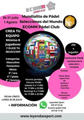poster torneo MUNDIALITO PÁDEL SELECCIONES DEL MUNDO