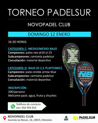 poster del torneo TORNEO PADELSUR CATEGORIAS C: MEDIO/MEDIO-BAJO Y D: BAJO