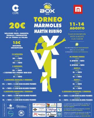 poster del torneo XVII TORNEO MARMOLES MARTIN RUBIÑO BOX PADEL MOTRIL