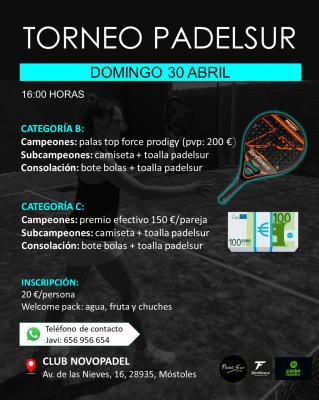 poster torneo TORNEO PADELSUREVENTS CATEGORIAS B Y C