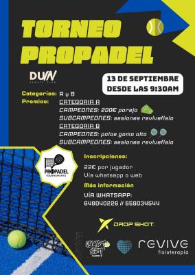 poster torneo TORNEO PRO PADEL - DUIN SPORTS - CATEGORÍAS A - B