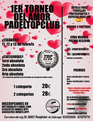poster del torneo 1er TORNEO DEL AMOR PADELTOPCLUB