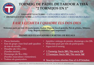 poster del torneo TORNEIG DE PADEL DE TARDOR