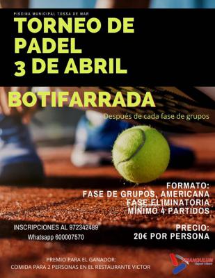 poster torneo TORNEO DE PADEL Y BUTIFARRADA