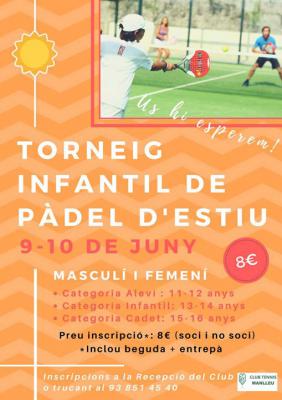 poster del torneo TORNEIG INFANTIL DE PÀDEL D’ESTIU