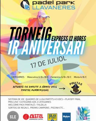 poster torneo TORNEIG 1ER ANIVERSARI - EXPRESS 12 HORES