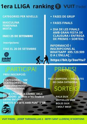poster torneo LLIGA RANKING VUIT PADEL