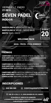 poster del torneo TORNEO T2P NOCTURNO VIERNES 7 ENERO // 2 NIVELES MASCULINO + MIXTO