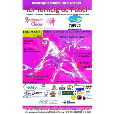 poster del torneo 1ER TORNEIG DE PADEL A FAVOR DEL VHIO DE VALL HEBRÓN