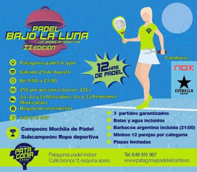 poster del torneo PADEL BAJO LA LUNA II EDICIÓN