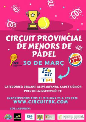 poster del torneo CIRCUIT PROVINCIAL DE MENORS