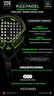 poster torneo KEEPADEL (NIVELES A-B) & MADRID CENTRAL PADEL