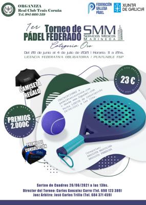 poster del torneo I TORNEO DE PÁDEL FEDERADO-SMM SERVICIOS MÉDICOS MARINEDA