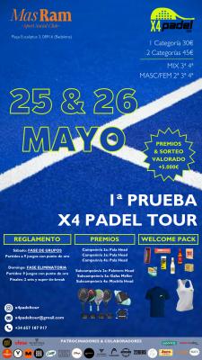poster del torneo 1A PRUEBA X4PADELTOUR