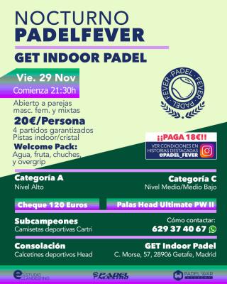 poster del torneo NOCTURNO PADEL FEVER - CATEGORÍAS A Y C
