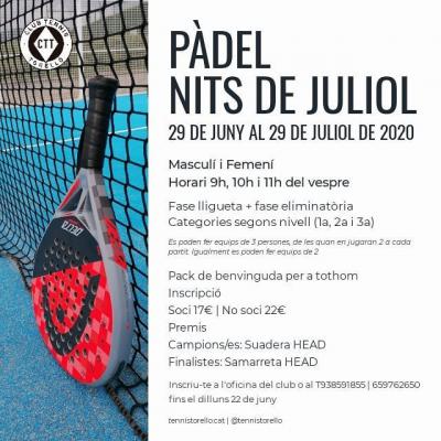 poster del torneo PADEL NITS DE JULIOL
