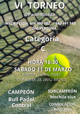 poster del torneo PADEL40NADA