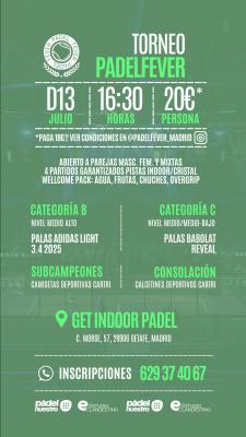 poster del torneo TORNEO PADEL FEVER - MASCULINO, FEMENINO Y MIXTO (B Y C)