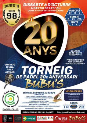 poster del torneo TORNEIG 20è ANIVERSARI BUBU'S