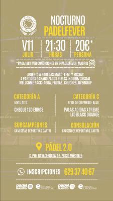 poster del torneo NOCTURNO PADEL FEVER - MASCULINO, FEMENINO Y MIXTO (A Y C)