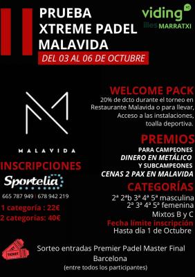 poster torneo II PRUEBA XTREME PADEL MALAVIDA