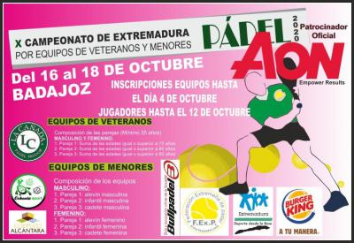 poster del torneo X CAMPEONATO DE EXTREMADURA POR EQUIPOS DE VETERANOS 2020