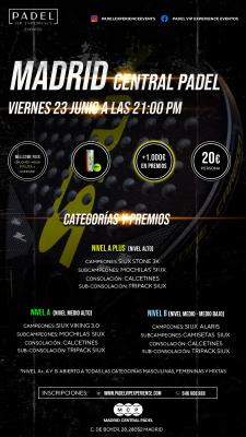 poster del torneo TORNEO NOCTURNO. VIERNES 23 DE JUNIO & MADRID CENTRAL PADEL