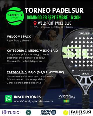 poster del torneo TORNEO PADELSUR CATEGORIAS C: MEDIO/MEDIO-BAJO Y D: BAJO