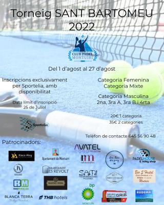 poster torneo TORNEIG SANT BARTOMEU 2022